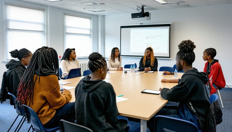 Young people participating in a legal awareness workshop Young people participating in a legal awareness workshop